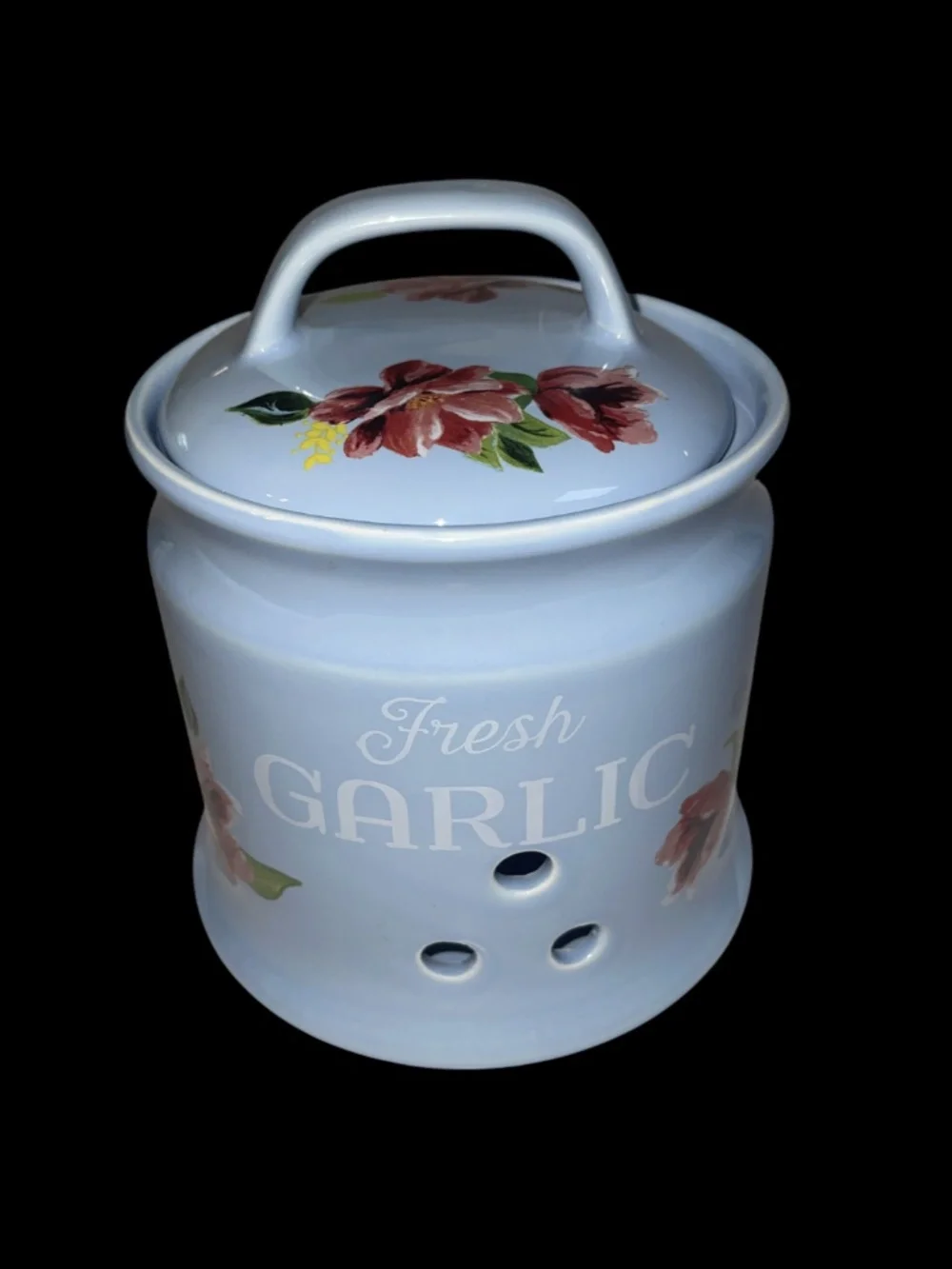 Pioneer Woman Fresh Garlic Keeper Floral Spring Bouquet Stoneware Cottagecore